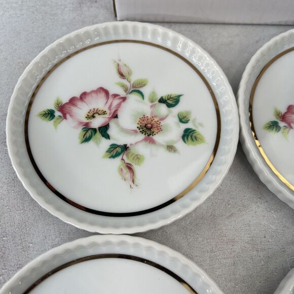House Of Webster Ceramic Briar Rose Coaster Set 4 Pc - Picture 4 of 9